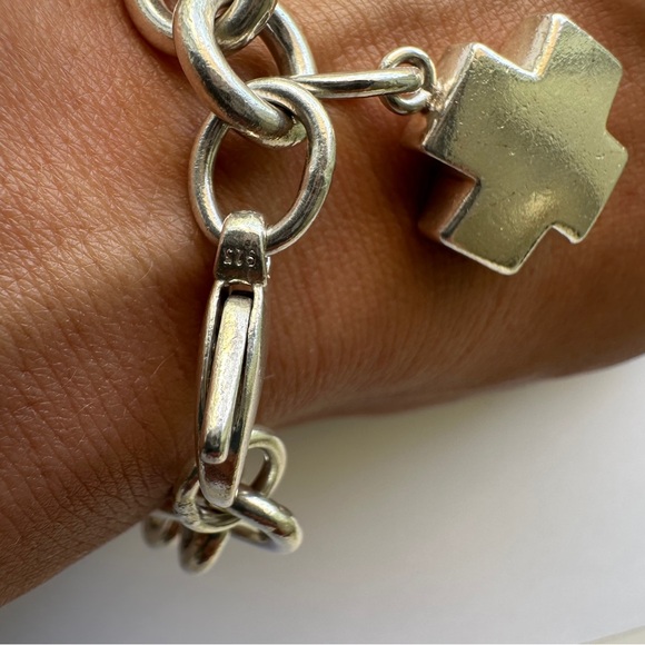Tiffany & Co. 925 Silver 7.50in-19,5cm Cross Tag Charm Bracelet - Picture 6 of 16
